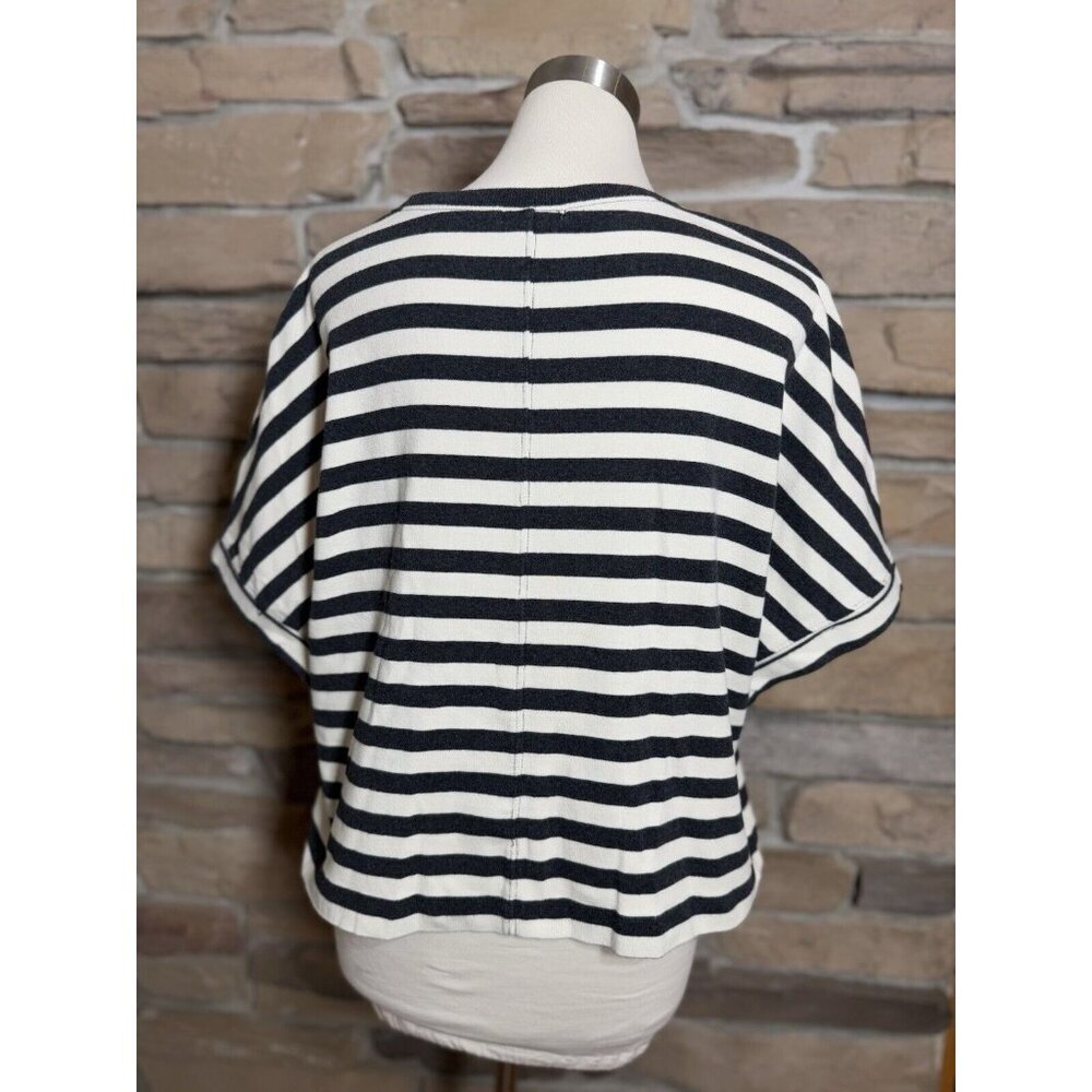 Rag Poets Blue And White Oversized Striped Tshirt Sz XS - Picture 3 of 9